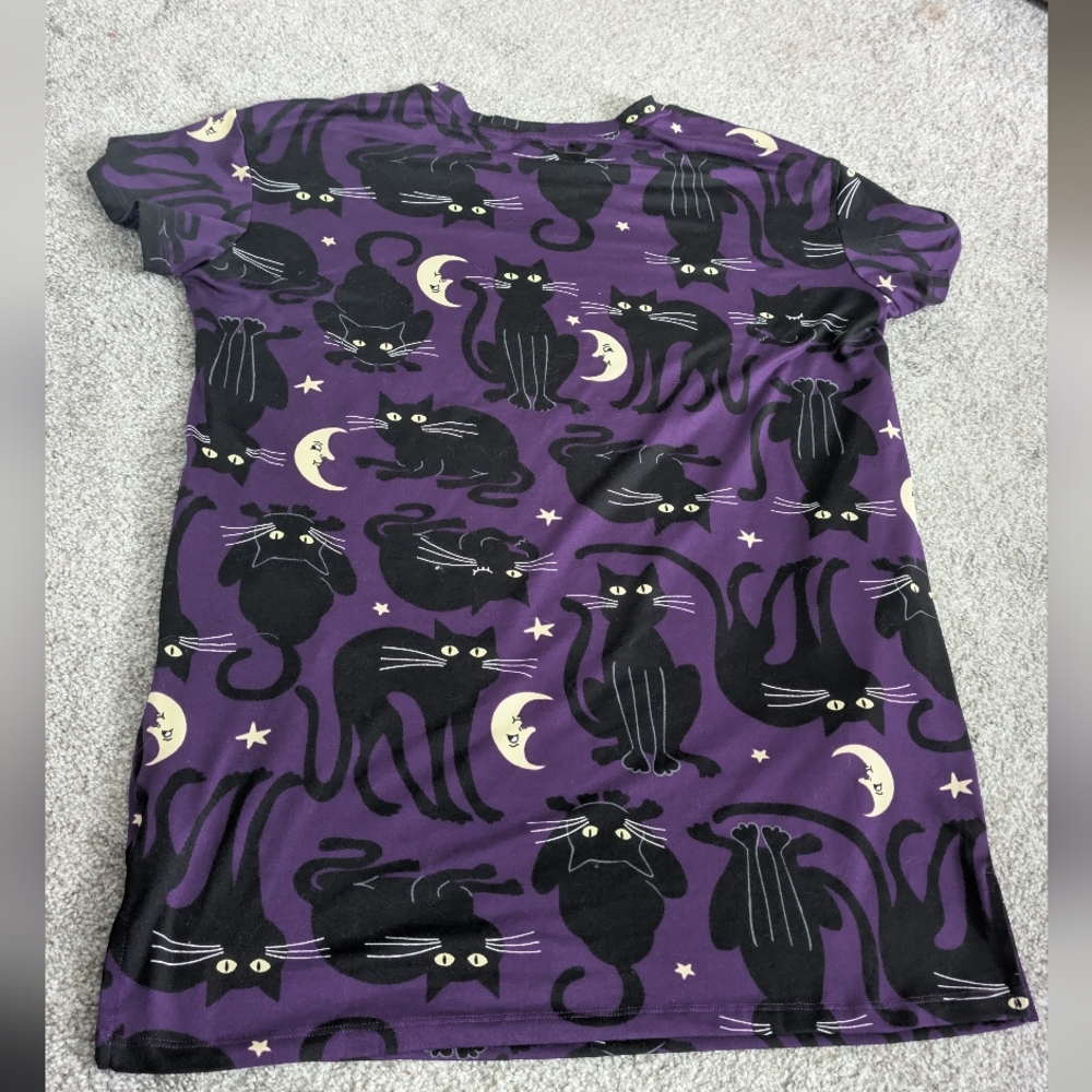 Walmart Halloween Way To Celebrate Black Cat & Moon Nightshirt With Pockets